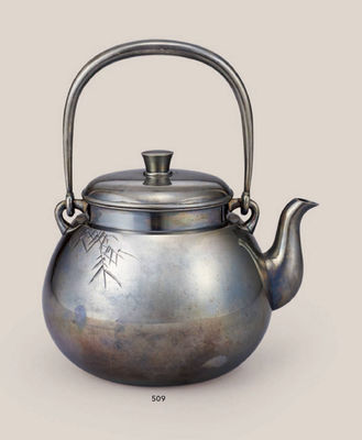 509 九世中川净益 南镣竹雕尻张形壶（付共箱）