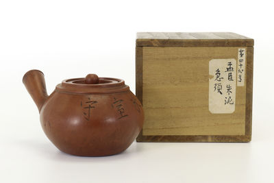 孟臣在銘 朱泥急須（共箱）