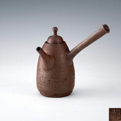 真葛香山造　長柄南蛮模急須（共箱）