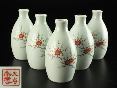 【雅】古美術品 白磁錦柿右衛門手徳利 ５客 AO625