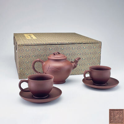 曹婉芬 紫泥 五頭翠 竹節茶具 箱付