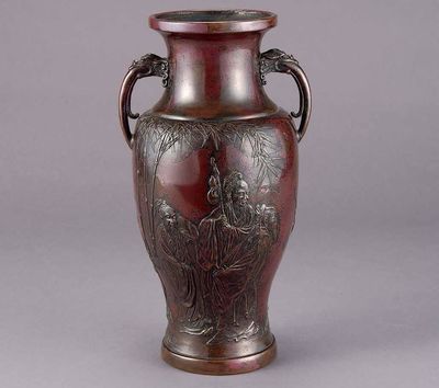 2295 竹林七贤斑紫铜花瓶