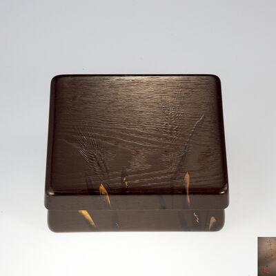 柴田是真作 波千鳥文金銀蒔絵長文箱（箱付）