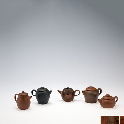 紫砂急須5点　孟臣等銘有