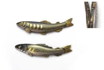 豐川光長·關口真也作 金工魚形目貫