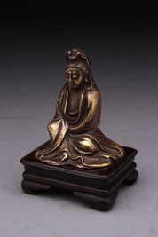 【初代 金工名人 秦蔵六造】銅鍍金観音菩薩像