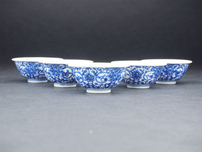 【夢工房】　大日本永楽造青華唐草文煎茶碗五客在銘　甲-6