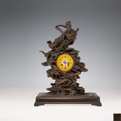 加藤晴雲造　銅製天女形時計