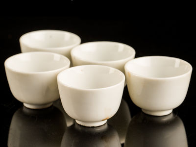 067-白磁煎茶碗五客