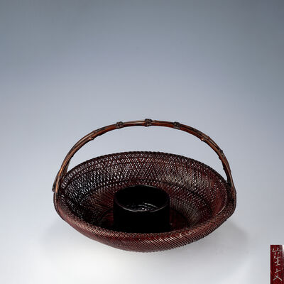 末村笙文作 手付輪迴盛籃（共箱）