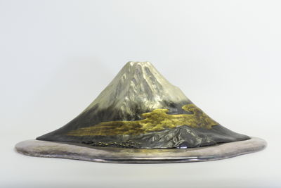 岑雲齋造 純銀山形置物