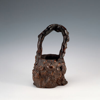 天然木手付提籃