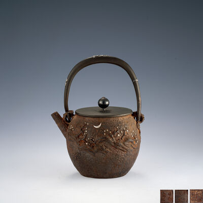 日本亀文 月下风景図鉄瓶