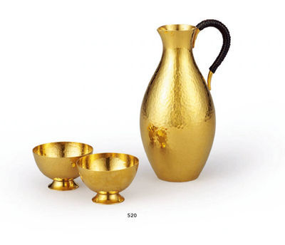 520 关谷四郎 纯金锤目纹酒器（付共箱） （一套）