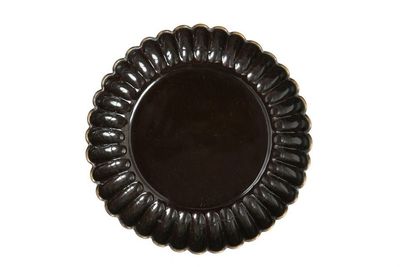 元~明初 黒漆蓮瓣紋 盤