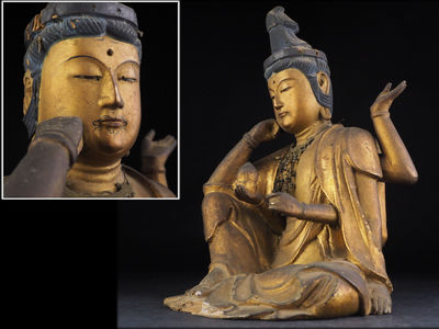 【夢工房】　時代木彫金箔仏像　子-10