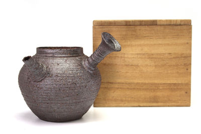 竹泉製 倣蛮窑橫把急須（共箱）