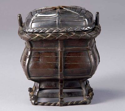 2309 古铜仿竹编双耳炉