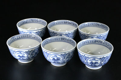 丸文祥瑞茗碗 六客 付共箱