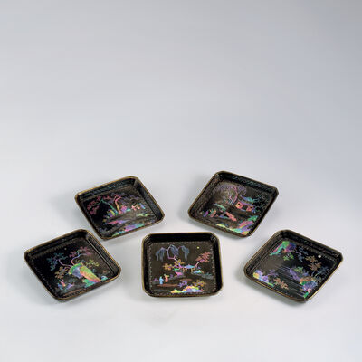 青貝絵銘々盆5客（元箱）