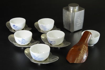 鉄瑯彫り 煎茶道具4件組（各共箱）