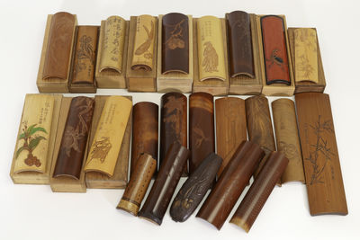 竹雕茶合山 一組24點