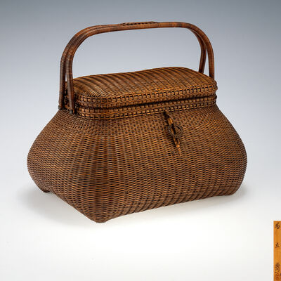 馬玉斎　藤編提梁提籃
