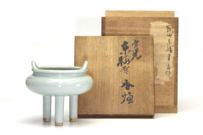 竹泉作 東福寺 青瓷香爐 （共箱）