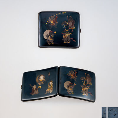 光健刻 赤銅地七福神金銀象嵌卡片盒