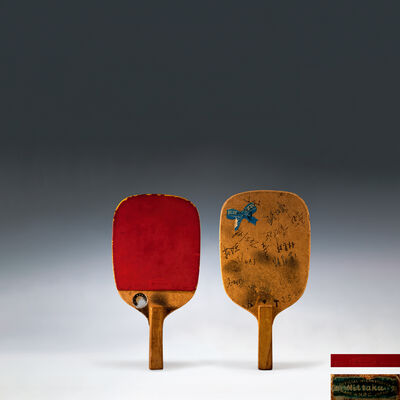 莊則棟、王文華、李莉等多名家簽名款「乒乓外交時代」　卓球拍