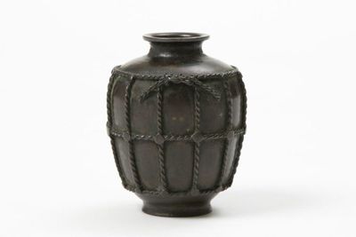 明末清初「古玩」款 銅 縄目紋 瓶