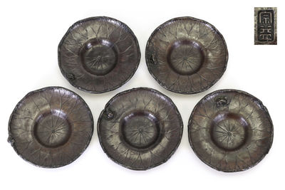 土屋宗益造 青蛙蓮葉茶托