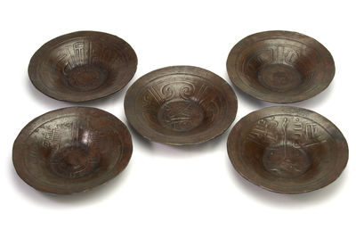 香取秀真 在銘 瓦當茶托5客（共箱）