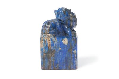 清 青金石雕 獅鈕 印章