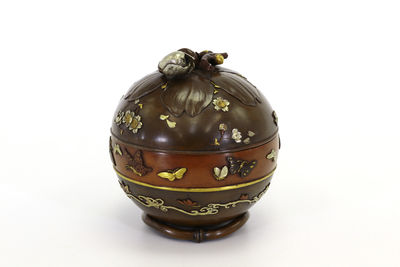 宮部在銘 丸形香爐（箱付）