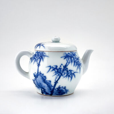 初代 竹泉 青華竹画 急須 竹軒 箱書