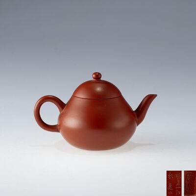 逸公作「明月一江秋」朱泥茶銚（鑑定箱）