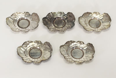 大葉純銀茶托5客