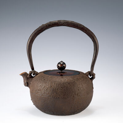 彦兵衛造 平丸形龍耳鉄瓶（共箱）