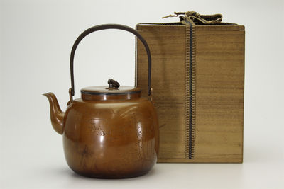 河村彌三米 耕石畫 藏六刻 銅包銀二重打瓶（共箱）