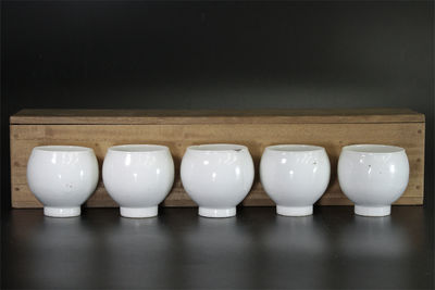 在銘 白瓷盃 5客 （共箱）