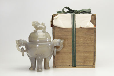 紫雲 獅子 玛瑙香爐（共箱）