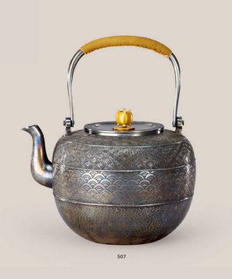 507 一晃斋 纯银金襕纹金摘壶（付共箱）