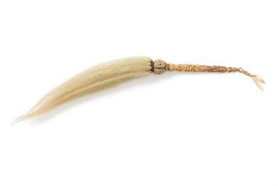 明末清初 牙巧雕 人物紋 拂塵