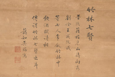 「藹如呉瑞」画竹林七賢人図軸