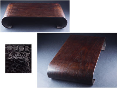 【夢工房】　時代唐木製曲卓②　重さ2214ｇ　来-19