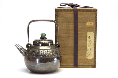 水晶環摘 純銀饕餮文 湯沸（共箱）