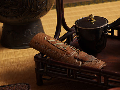 応心作　芦雁仙煤（共箱）