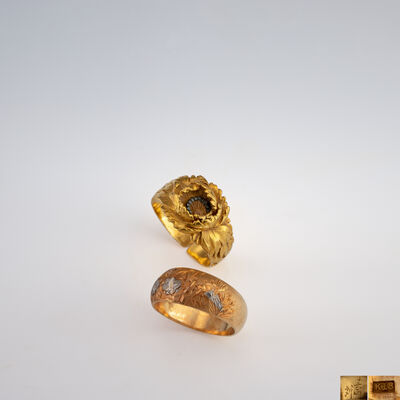 寿正刻　K22・K18 金指輪2個