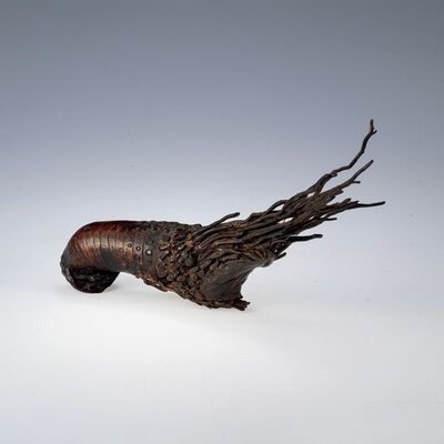 時代物 天然竹根彫海老置物（木箱）